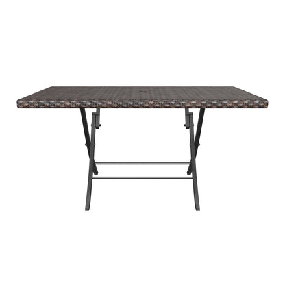 Riley Outdoor Multi-brown Wicker Rectangular Foldable Dining Table