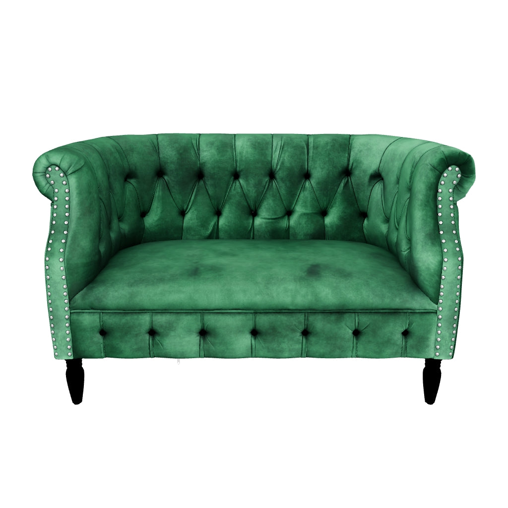 Melaina Tufted Scroll Arm New Velvet Loveseat – GDFStudio