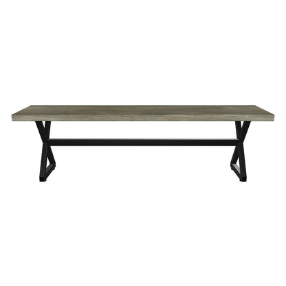 Rosarito Outdoor Aluminum Dining Bench with Black Steel Frame (Set of 2)