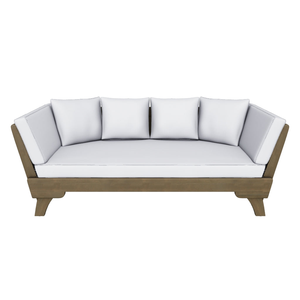 Othello Gray Acacia Convertible Outdoor Sofa Daybed – GDFStudio