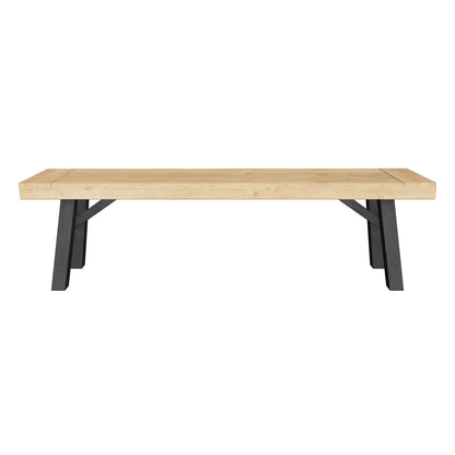 Kirk Outdoor Brushed Gray Acacia Wood Dining Bench