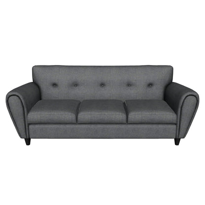Emily Contemporary Button Tufted Fabric Upholstered Three-Seater Sofa
