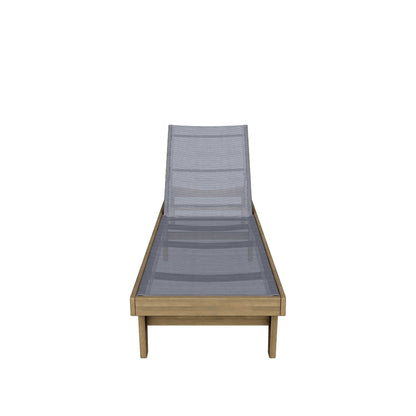 Shiny Outdoor Mesh and Wood Chaise Lounge (Set of 2)
