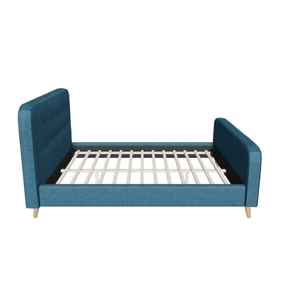 Hirver Modern Glam Button-Tufted Queen Velvet Bed Frame with Splayed Legs