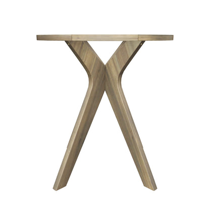 Brigitte Outdoor Round Acacia Wood Bistro Table with X Legs