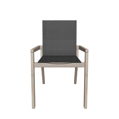 Jimmy Outdoor Acacia Wood and Mesh Dining Chairs (Set of 2)