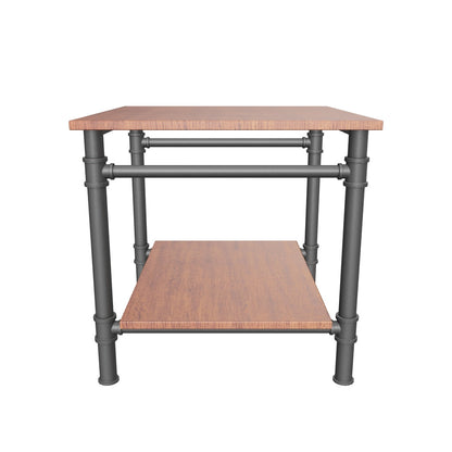 Mila Industrial Faux Wood End Table, Teak Finish