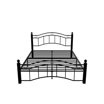 Cole Contemporary Iron Queen Bed Frame with Finial-Topped Legs