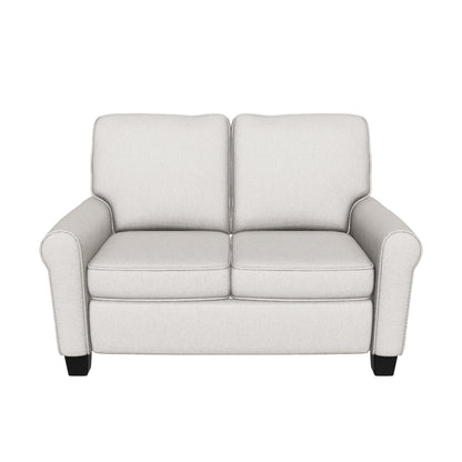 Denise Contemporary Fabric Upholstered Loveseat with Tonal Piping