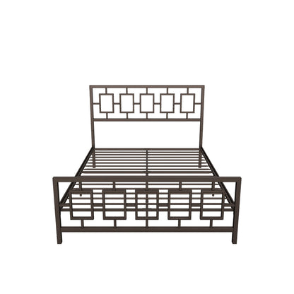 Dawn Queen-Size Geometric Platform Bed Frame, Iron, Modern, Low-Profile