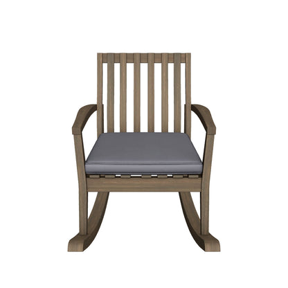 Muriel Outdoor Acacia Wood Rustic Style Rocking Chair with Cushions