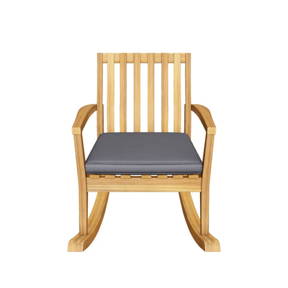 Muriel Outdoor Acacia Wood Rustic Style Rocking Chair with Cushions