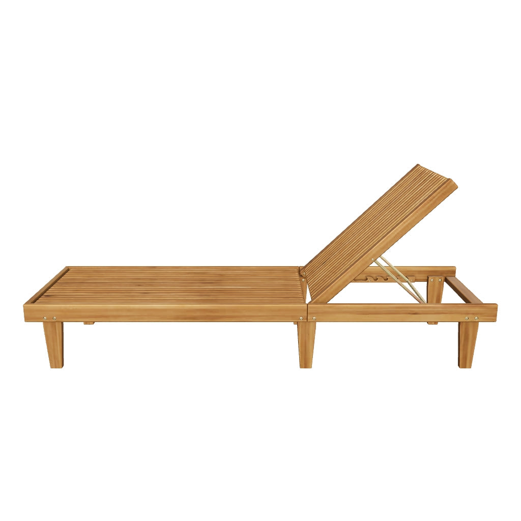 Addisyn Chaise Lounge In Legno Di Acacia Per Esterni, 2 Pezzi: Sdraio Regolabile Finitura Teak
