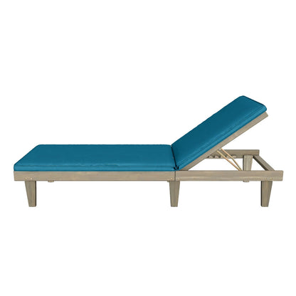 Tevion Outdoor Acacia Wood Chaise Lounge and Cushion Set