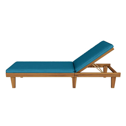Nadine Outdoor Modern Acacia Wood Chaise Lounge with Cushion (Set of 2)