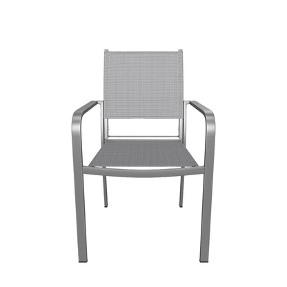 Martin Outdoor Modern Aluminum Dining Chair with Mesh Seat (Set of 2)