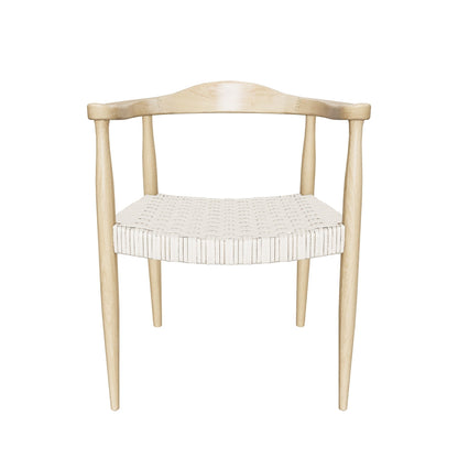 Leonela Mid-Century Modern Ash Wood Accent Chair with Olefin Rope Seat