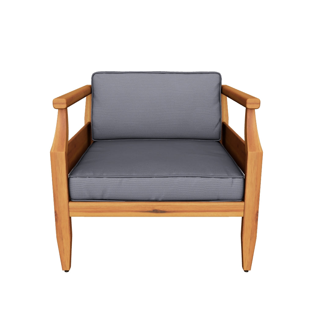 Bianca Outdoor Mid-Century Modern Acacia Wood Club Chair With