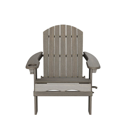 Kandyce Outdoor Acacia Wood Folding Adirondack Chair With Cup Holder