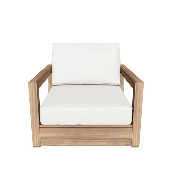 Andrae Outdoor Acacia Wood Club Chairs (Set of 2) GDFStudio
