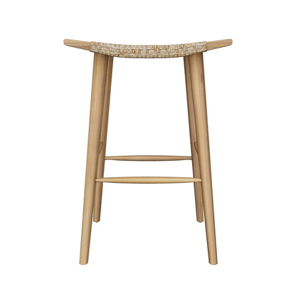 Dade Pulaski Outdoor Acacia Wood Barstool with Wicker, Set of 2