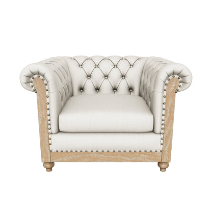 Batavia Chesterfield Tufted Fabric Club Chair with Nailhead Trim