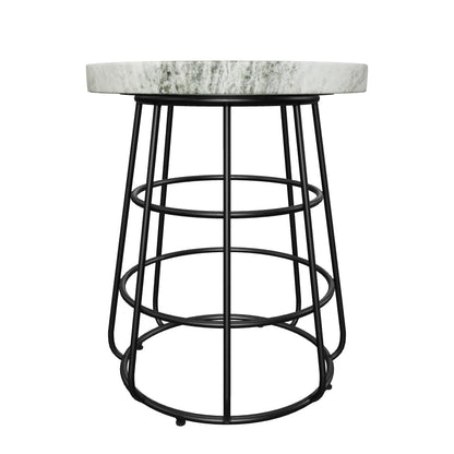 Breaden Modern Handcrafted Marble Side Table, Sand and Black