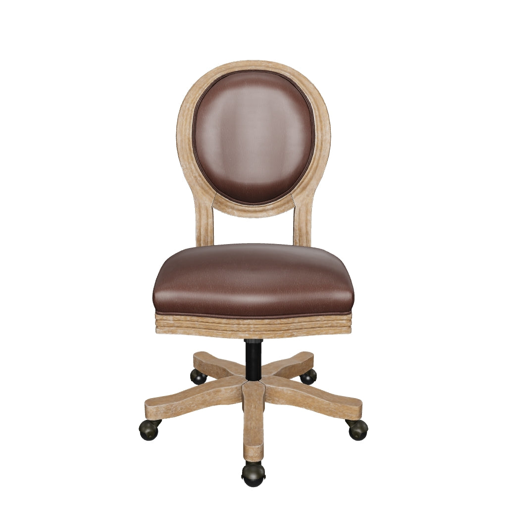 Westby French Country Upholstered Swivel Office Chair GDFStudio