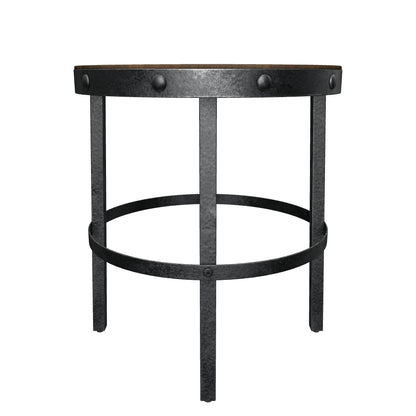 Clopton Modern Industrial Handcrafted Round Mango Wood Side Table, Brown and Antique Gunmetal