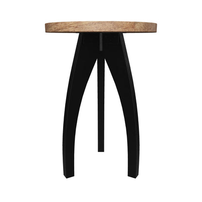 Russel Modern Industrial Handcrafted Mango Wood Side Table, Natural and Black