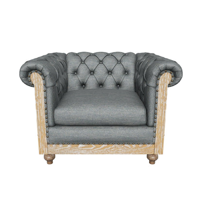 Alejandro Chesterfield Tufted Fabric Club Chair with Nailhead Trim