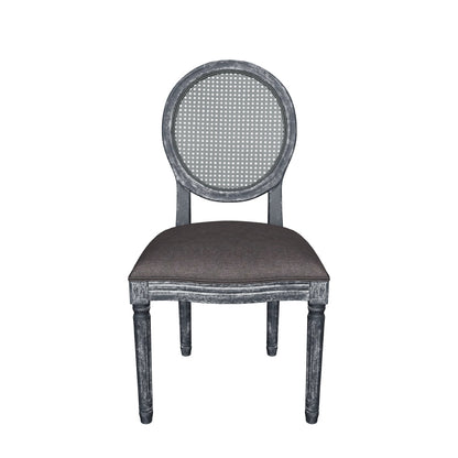 Lintz French Country Wood and Cane Upholstered Dining Chair, Set of 2