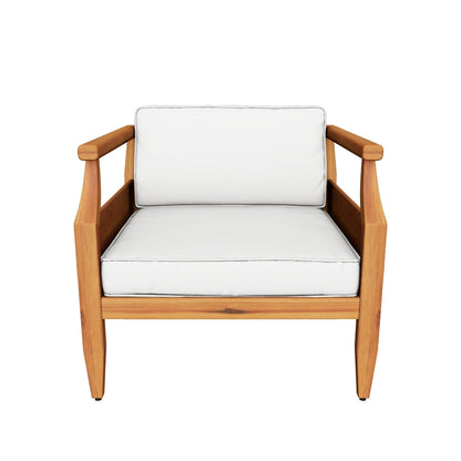 Bianca Outdoor Acacia Wood Club Chairs with Cushions