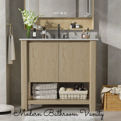 Caryaty Bathroom Cabinet Vanity with Rectangle Ceramic Sink