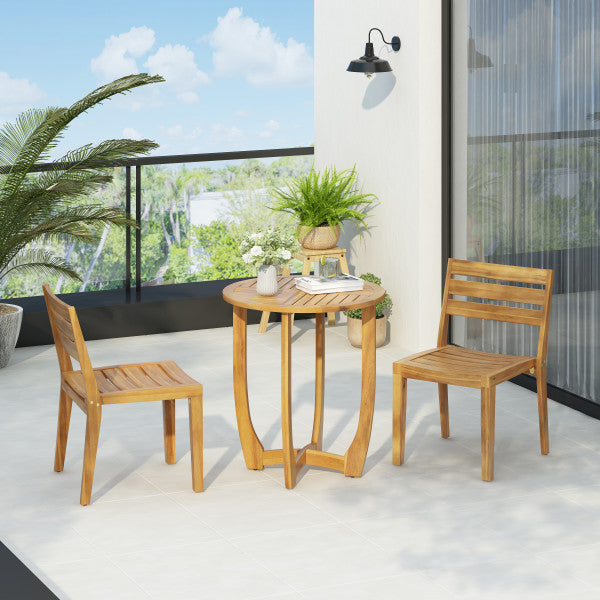 Fintan Outdoor 3-piece Wood Dining Set