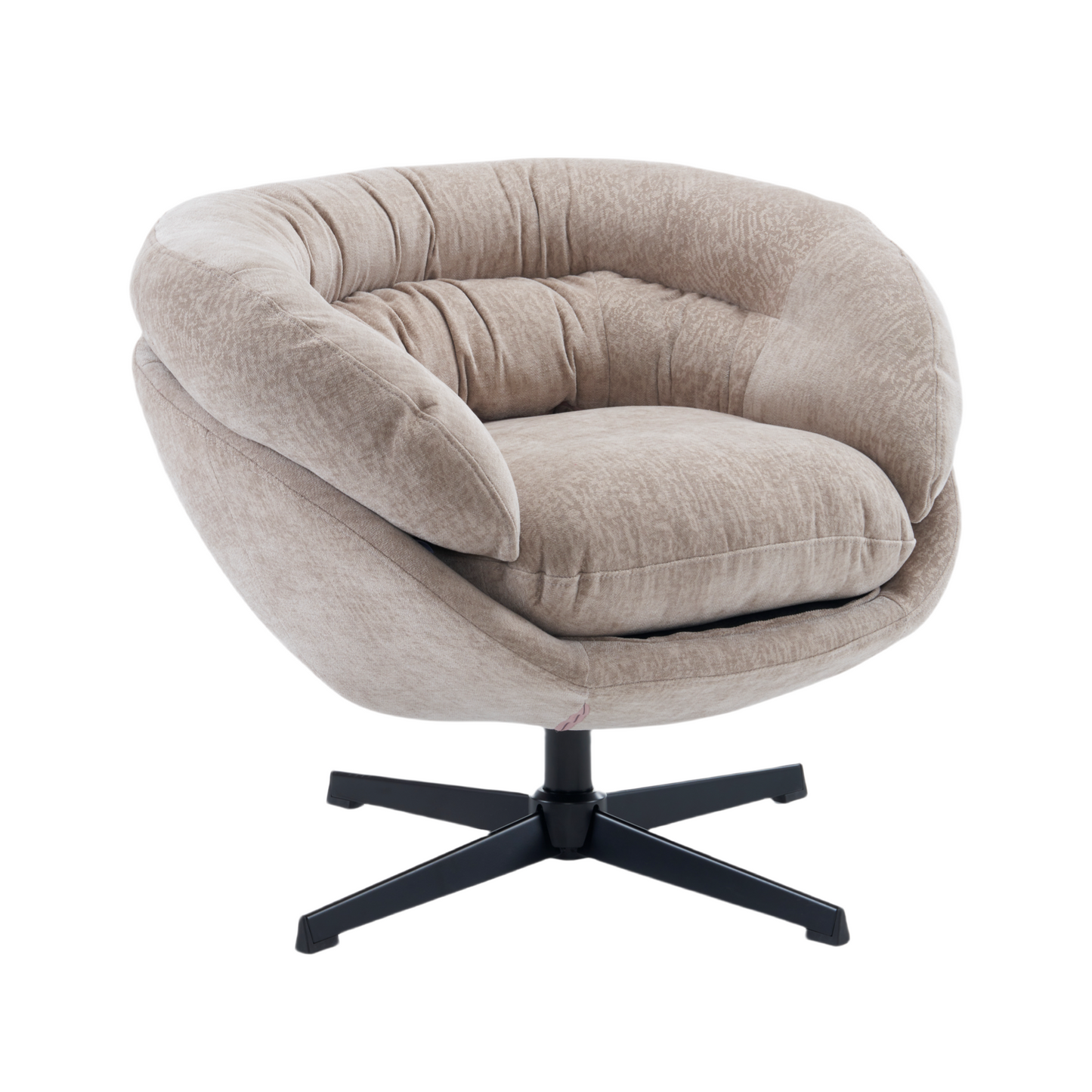 Olevate Chenille Upholstered 360 degree Swivel Arm Chair, Metal Cross-shape legs