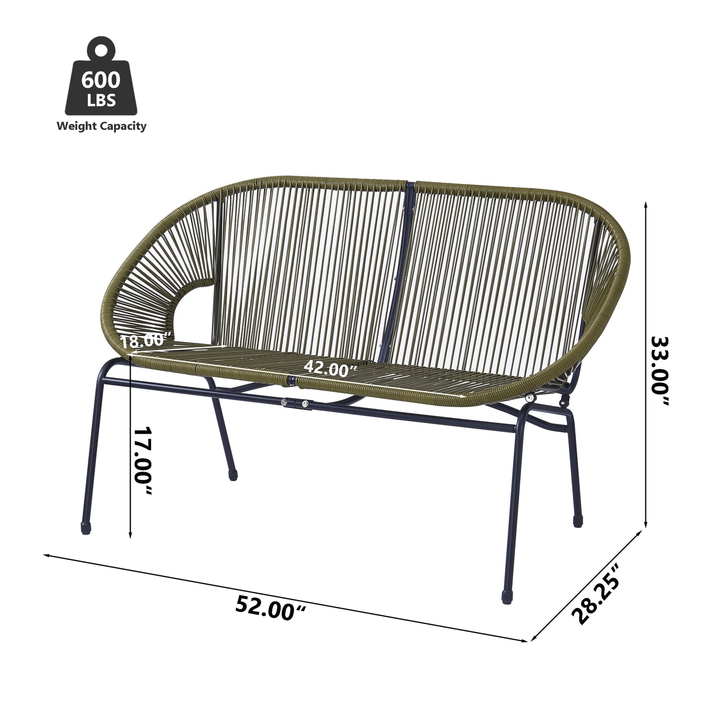 Maeliss 2-Person Faux Rattan Outdoor Patio Bench