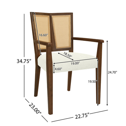 Serenal Modern Upholstered Dining Chairs with Cane Webbing,Set of 2