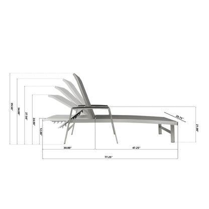 Hollaborn Outdoor Modern Gray Mesh Chaise Lounge