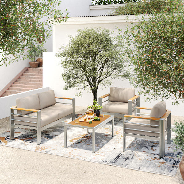 Elioo Outdoor Chat Set with 2x Club Chair Loveseat & coffe table