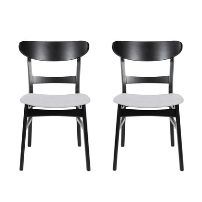 Isador Mid Century Modern Fabric Upholstered Wood Dining Chairs, Set of 2