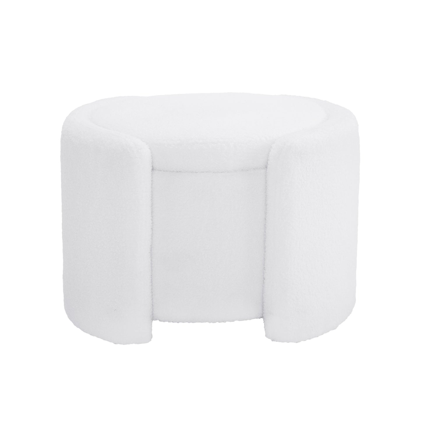 Cozy Lamb Fleece Oval Storage Ottoman Footstool Bench