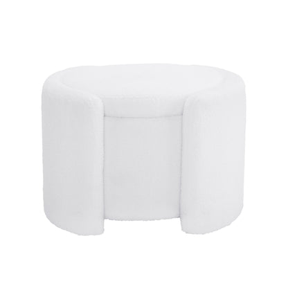 Cozy Lamb Fleece Oval Storage Ottoman Footstool Bench