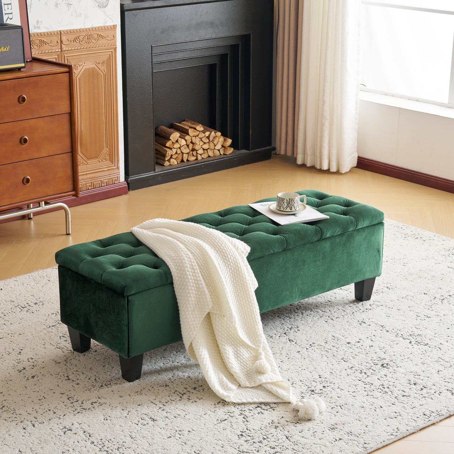 Noctiss Tufted Fabric Ottoman Bench