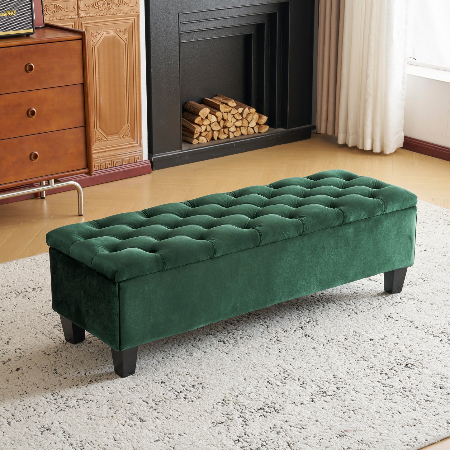 Noctiss Tufted Fabric Ottoman Bench