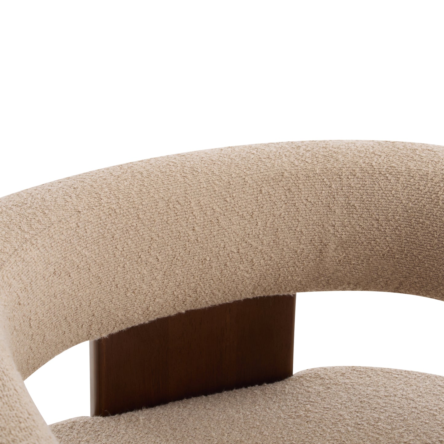 Noah Upholstered Boucle Accent Arm Chair, Rubberwood, Beige+walnut