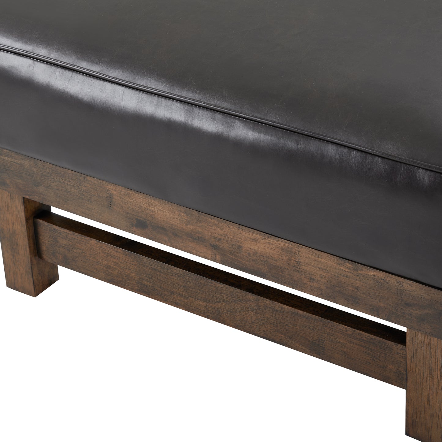 Temzyl temzyl Modern PU Cocktail Ottoman with Wood Frame