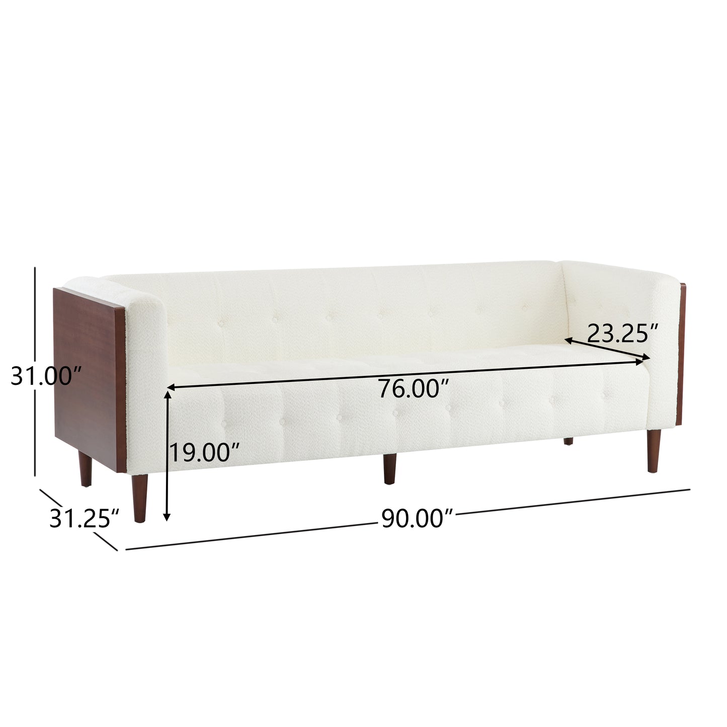 Crotar Modern Upholstered Boucle 3-seater Sofa