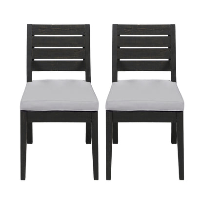 Zeila Outdoor Acacia Wood Dining Chair with Cushions, Set of 2