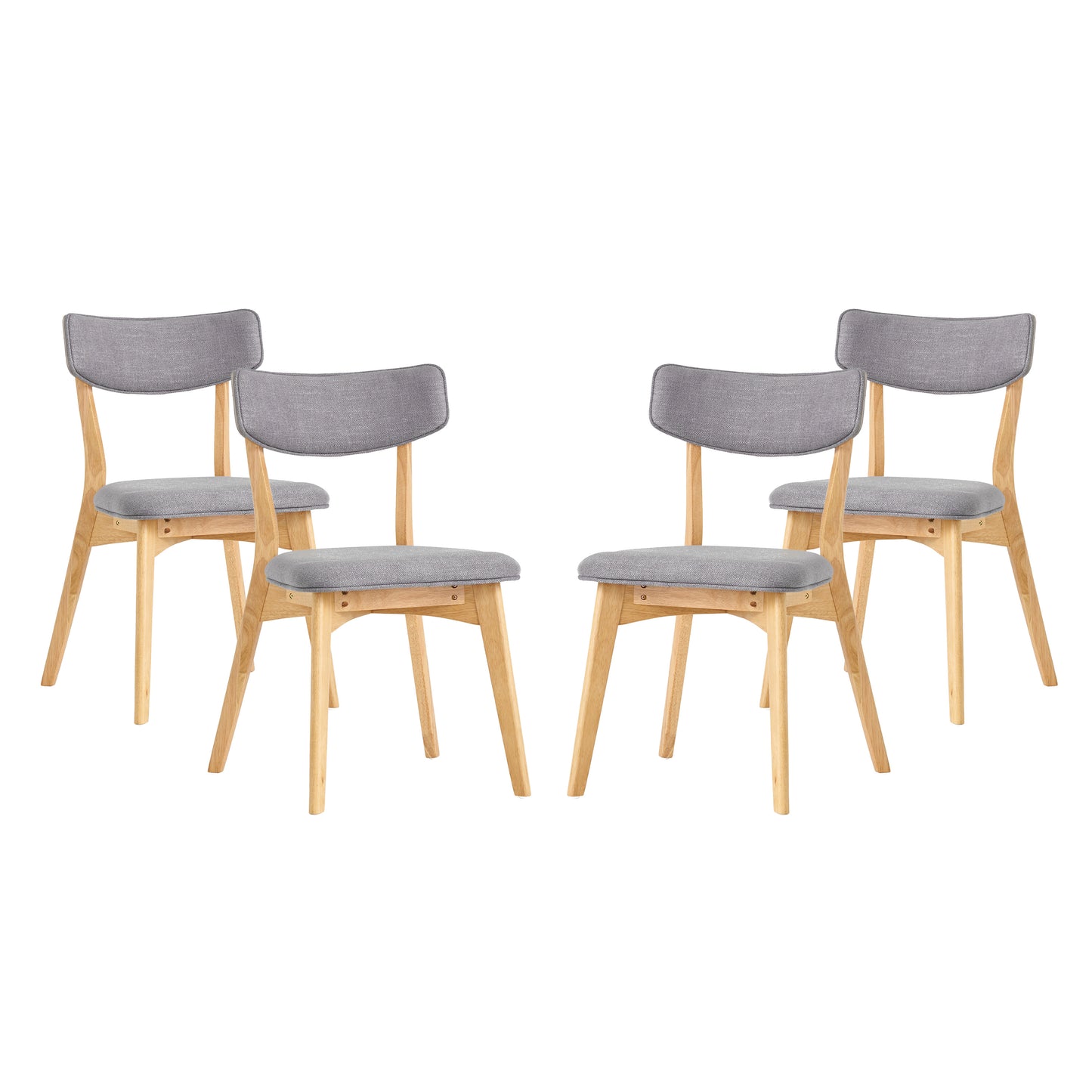 Wrene Mid-Century Walnut Finished Frame Dining Chairs, Set of 4